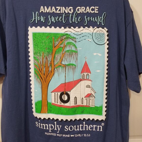 Ladies' Simply Southern S/S Tee with "Amazing Grace" graphic, Size L, EUC - Picture 5 of 11